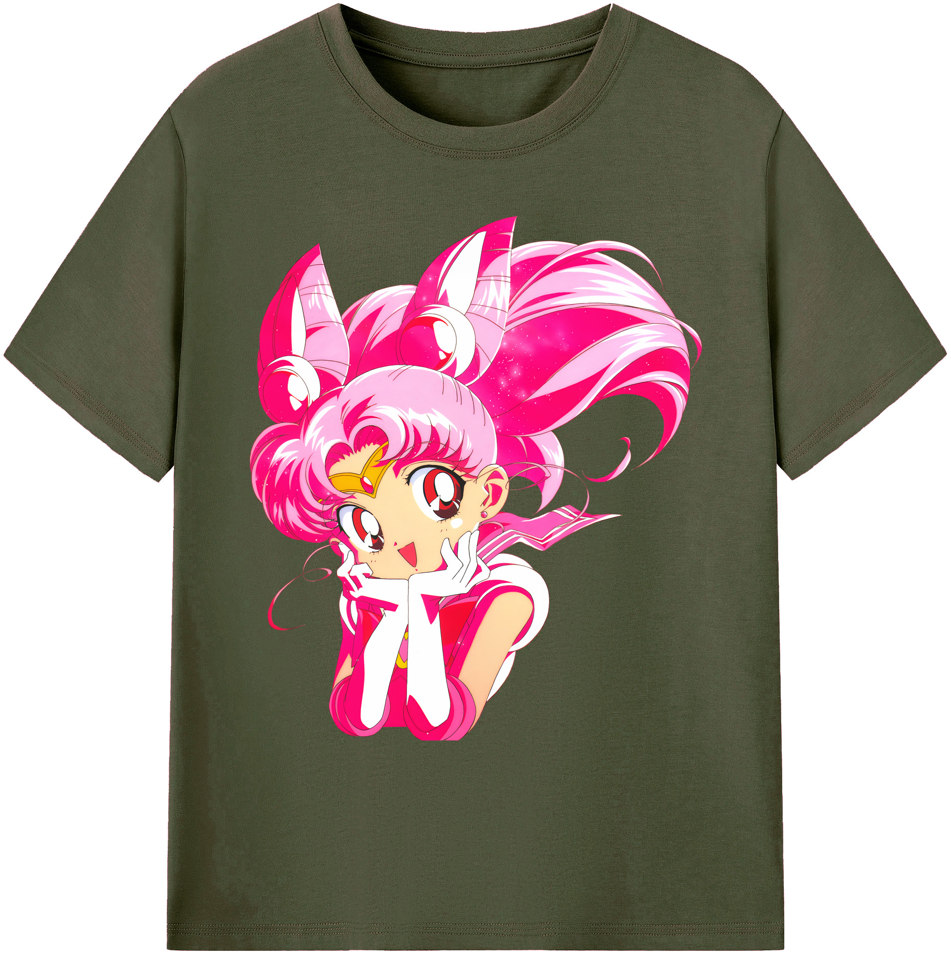 （画像用） 美少女戦士セーラームーン ちびうさ Sailor Moon Chibiusa Tsukino Usagi Small Lady Serenity 綿100％ メンズ半袖Tシャツ｜肌触りやわらか＆通気性